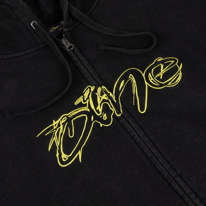 Dime Distressed Terry Zip Hoodie - Acid Black