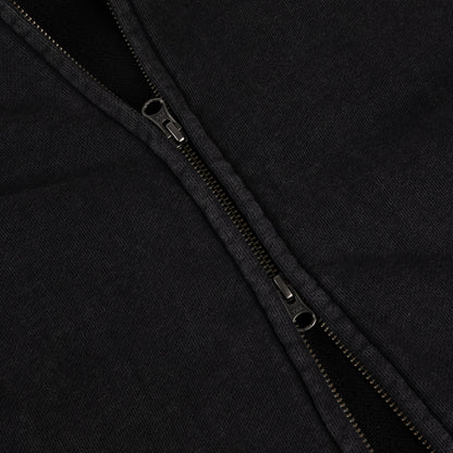 Dime Distressed Terry Zip Hoodie - Acid Black