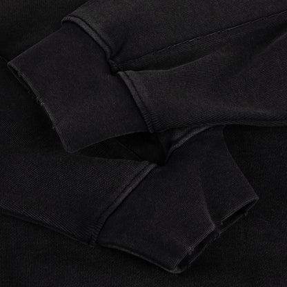 Dime Distressed Terry Zip Hoodie - Acid Black