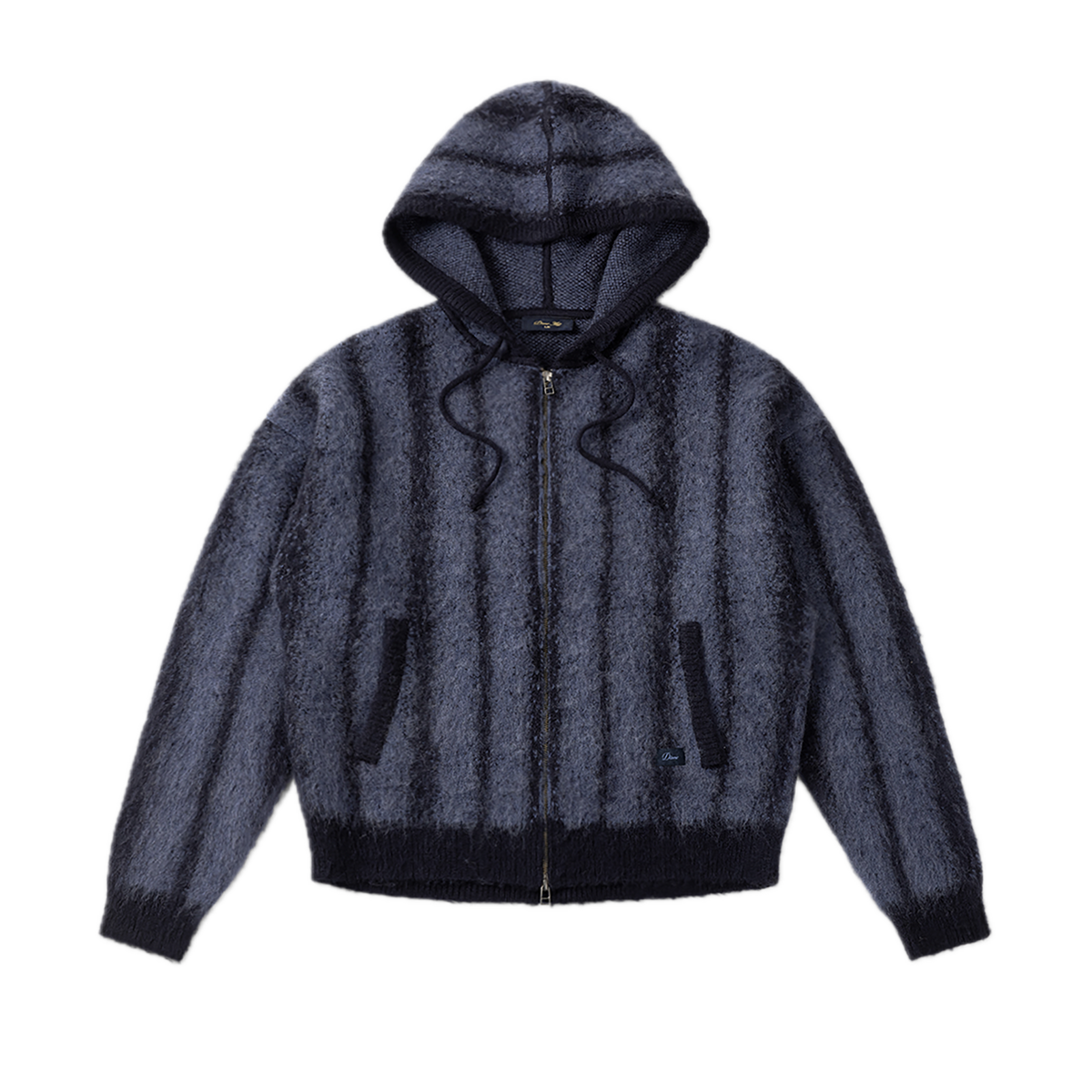 Dime Mohair Striped Zip Hoodie - Blue