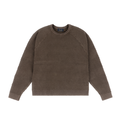 Dime Wave Knit Sweater - Brown