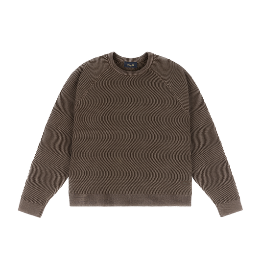 Dime Wave Knit Sweater - Brown