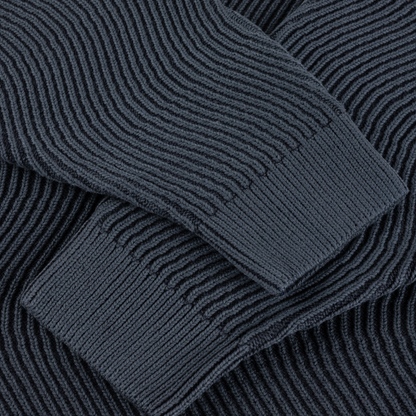 Dime Wave Knit Sweater - Navy