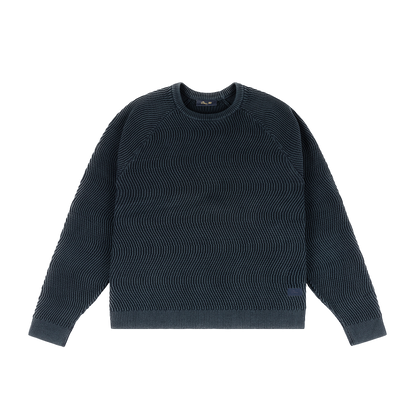Dime Wave Knit Sweater - Navy