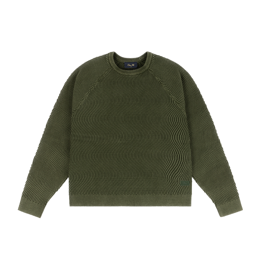 Dime Wave Knit Sweater - Pine