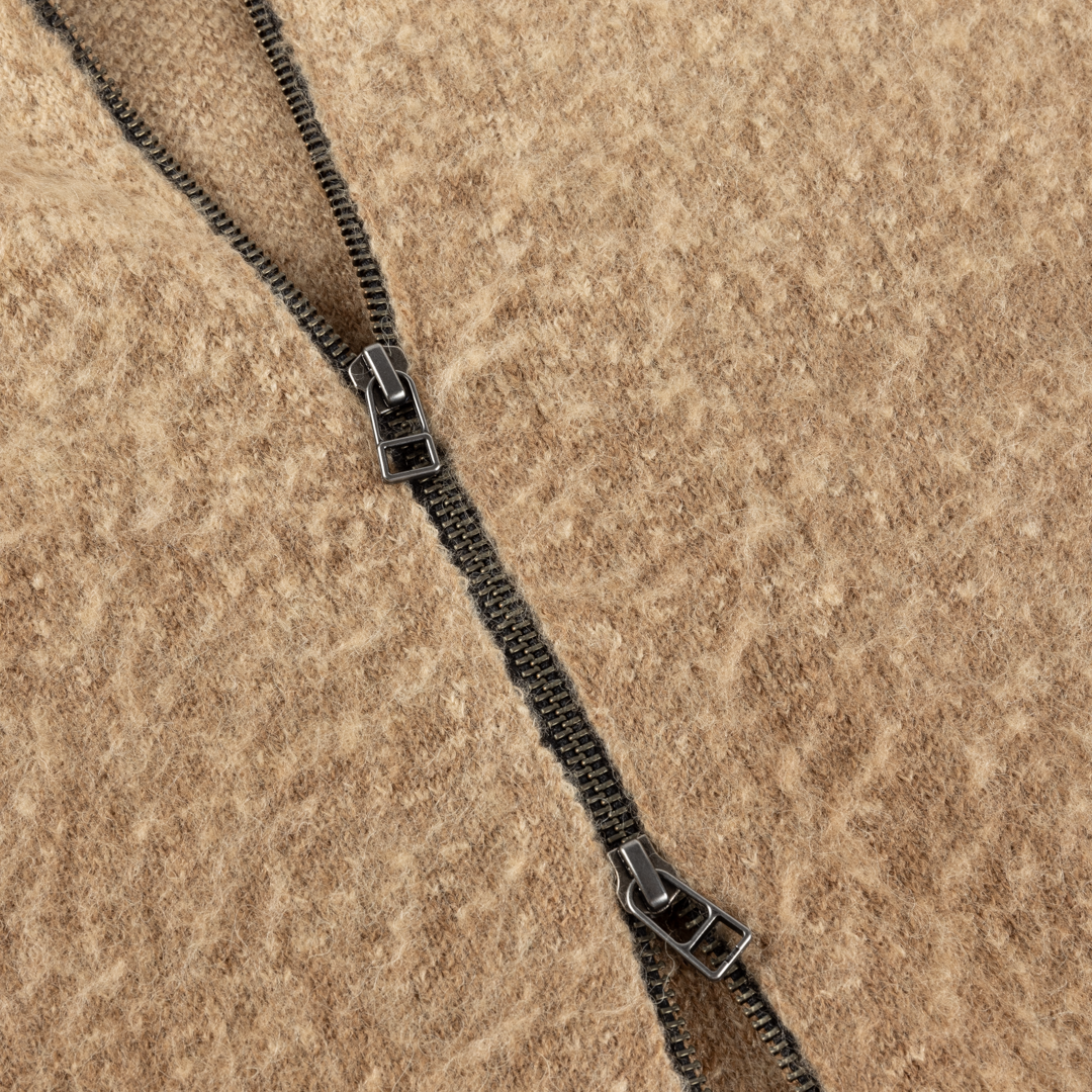 Dime Mohair Double Zip Knit - Camel