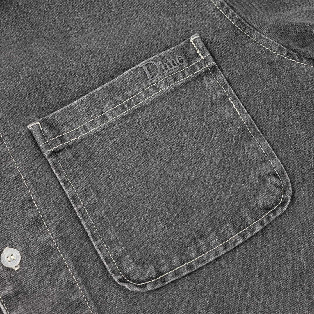 Dime Stonewash Button Up - Black Washed