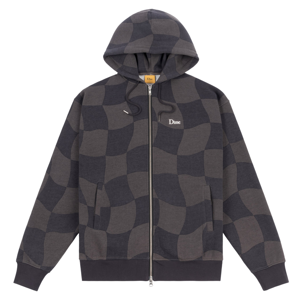 Dime Classic Checkmate Zip Hoodie - Charcoal