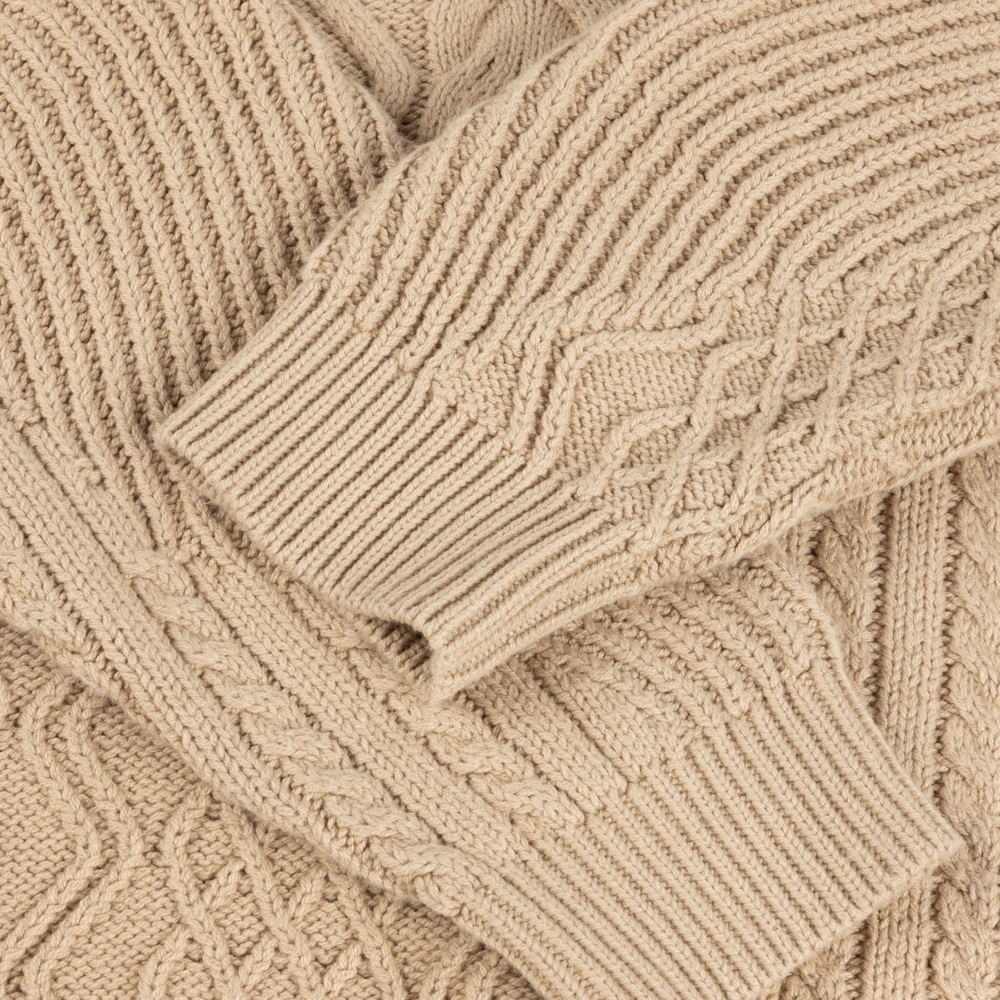 Dime Mixed Cable Knit Sweater - Sand