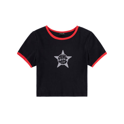 Dime Women's Star Baby Tee - Black