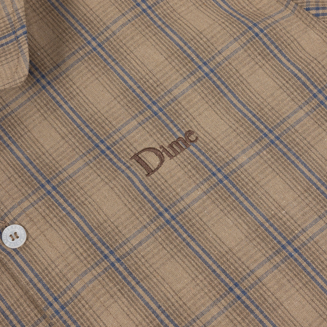 Dime Plaid Button Up Shirt - Brown