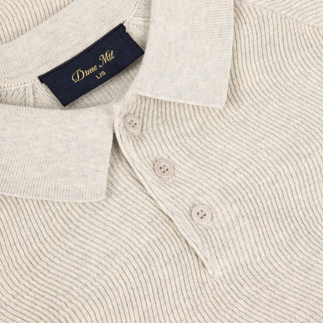 Dime Cable Knit Polo - Oatmeal