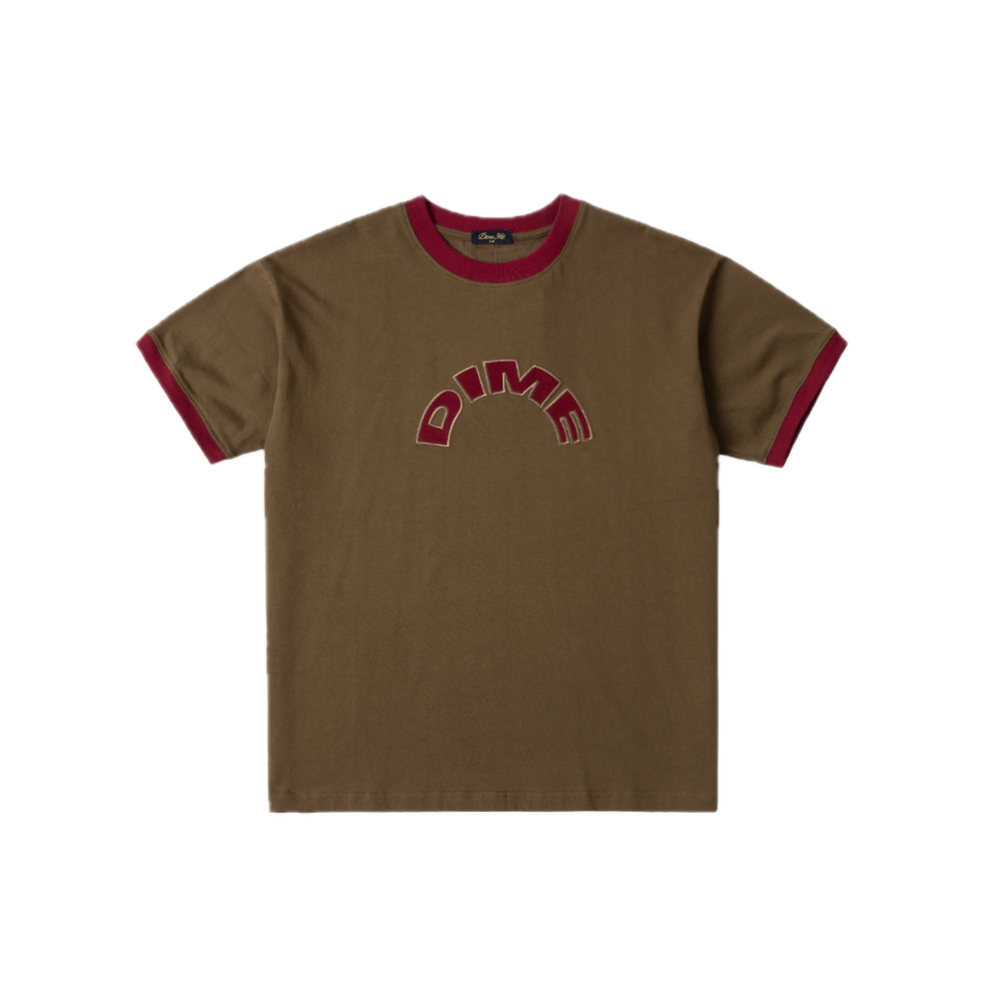 Dime Arch Ringer Tee - Brown