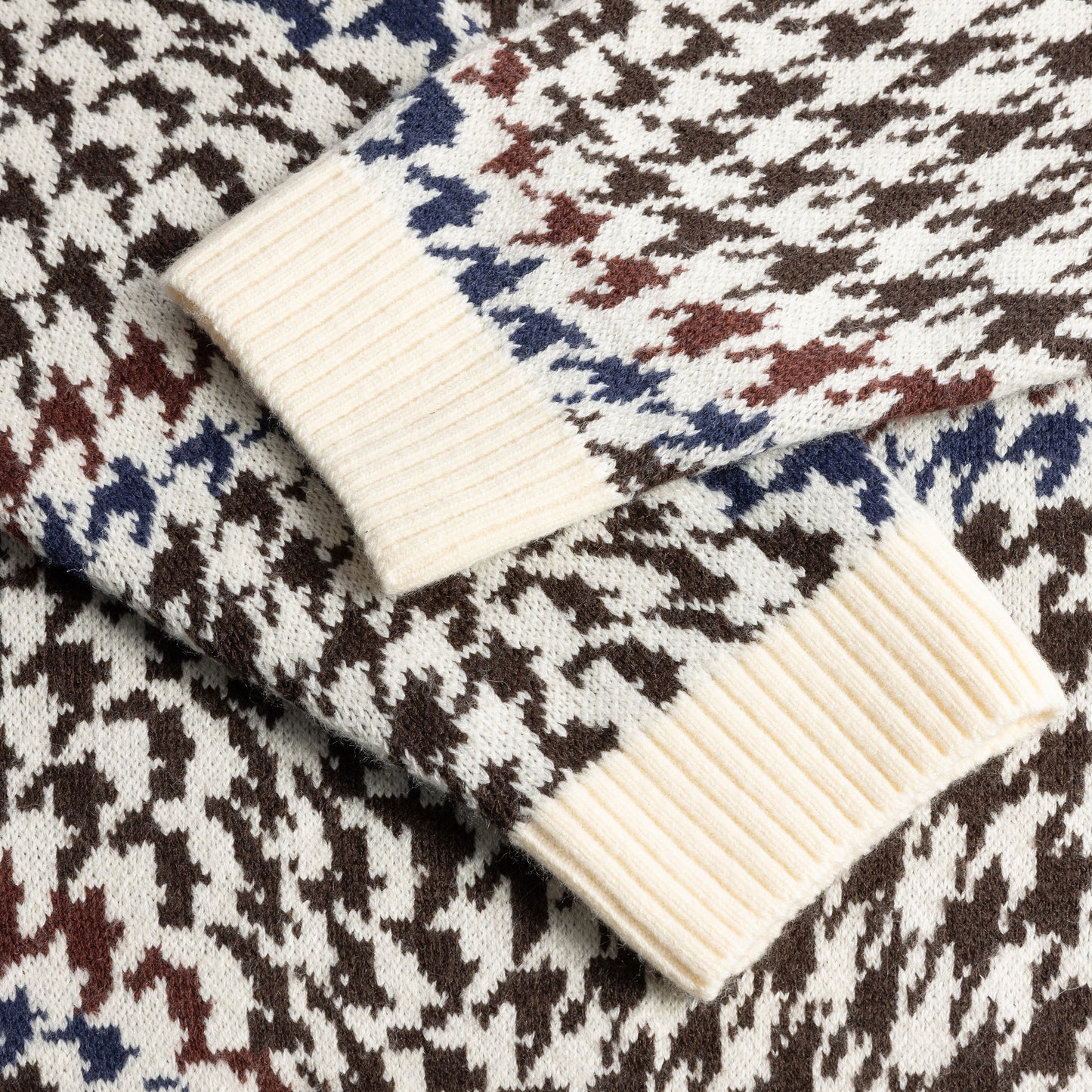 Dime Houndstooth Knit Sweater - Cream