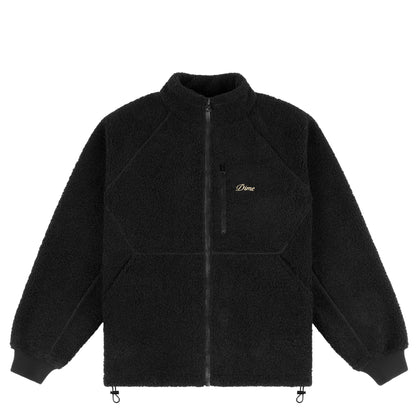 Dime Polar Fleece Sherpa Cursive Zip - Black