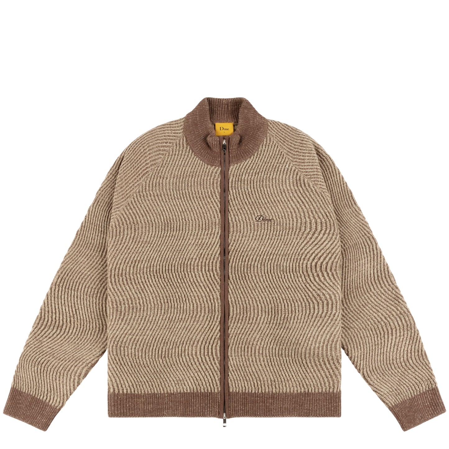 Dime Double Zipper Knit Sweater - Camel