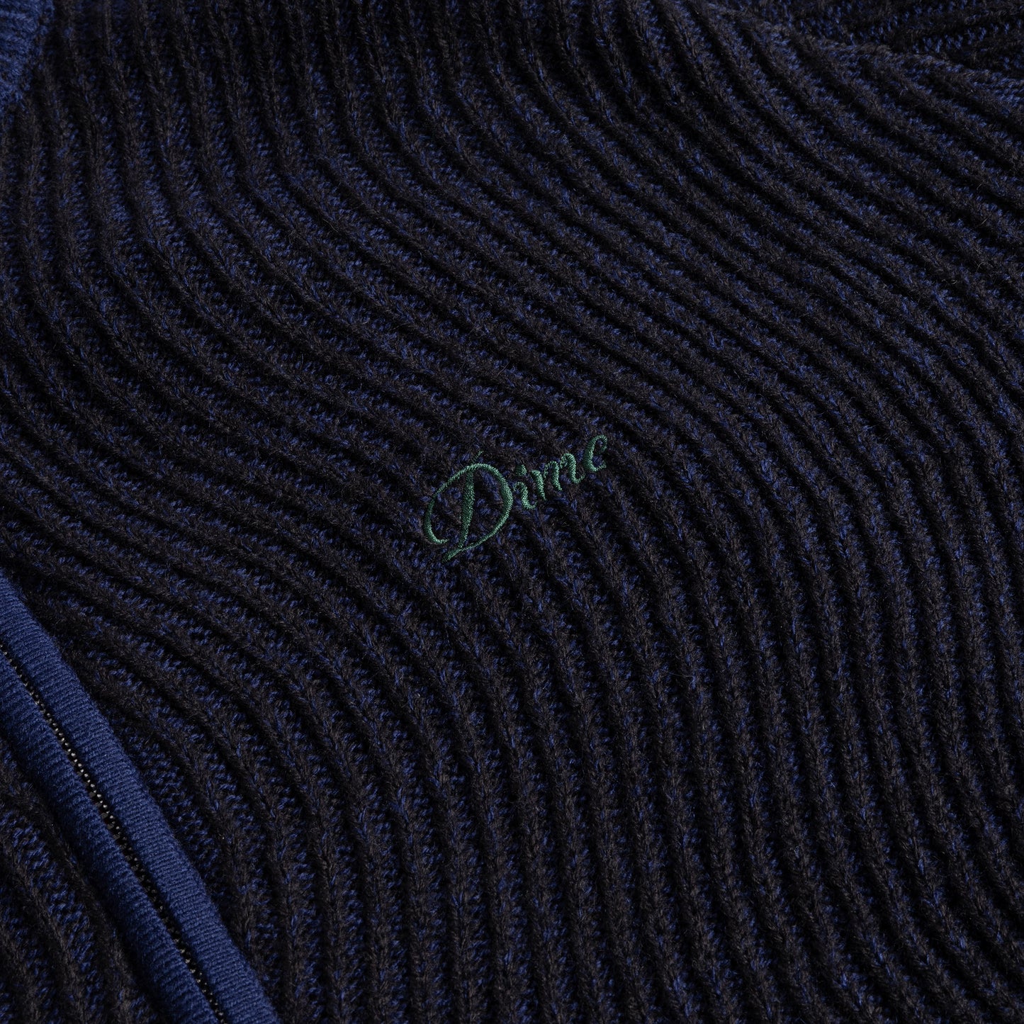 Dime Double Zipper Knit Sweater - Navy