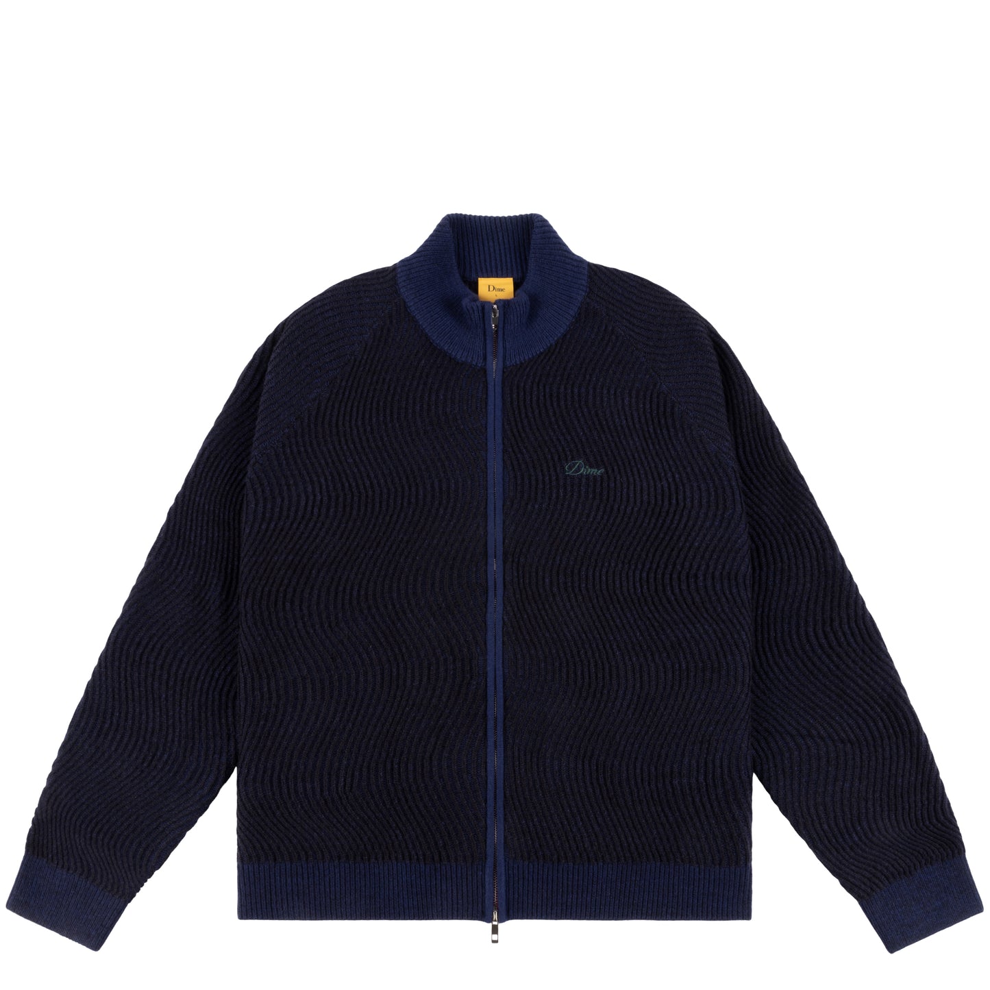 Dime Double Zipper Knit Sweater - Navy