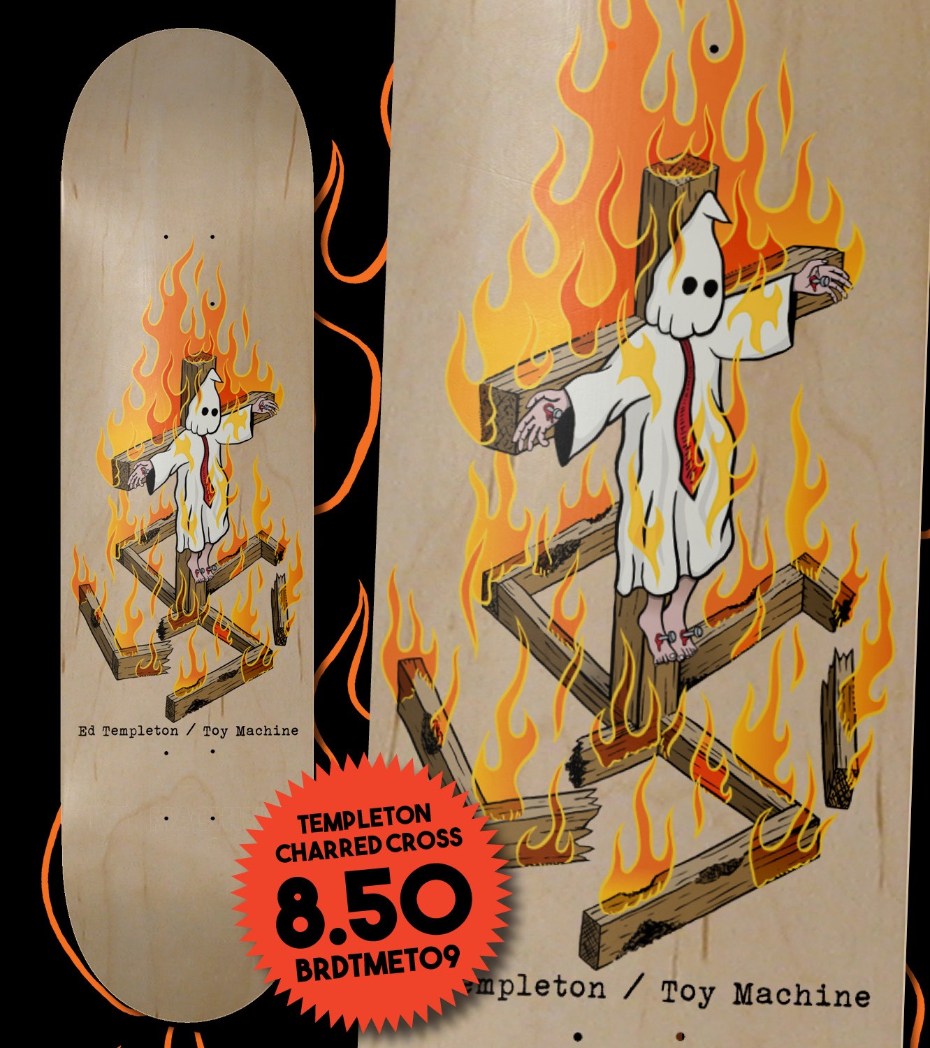 Toy Machine Templeton Charred Cross Deck - 8.5 – Ninetimes Skateshop