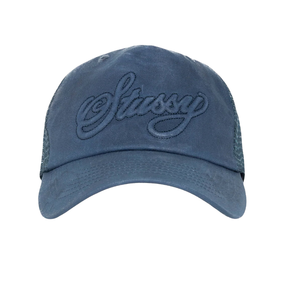 Stussy Cursive Stitch Trucker Cap - Navy