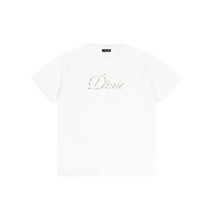 Dime Cursive Paper Cut Tee - White