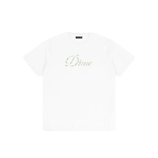 Dime Cursive Paper Cut Tee - White
