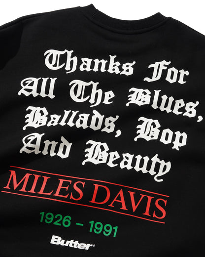 Butter Goods Miles Davis Thanks Crewneck - Black