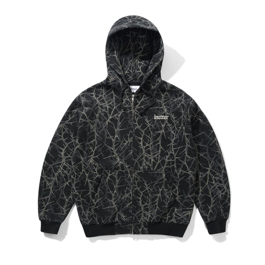 Butter Goods Thorn Camo Waffle Zip Hoodie - Black
