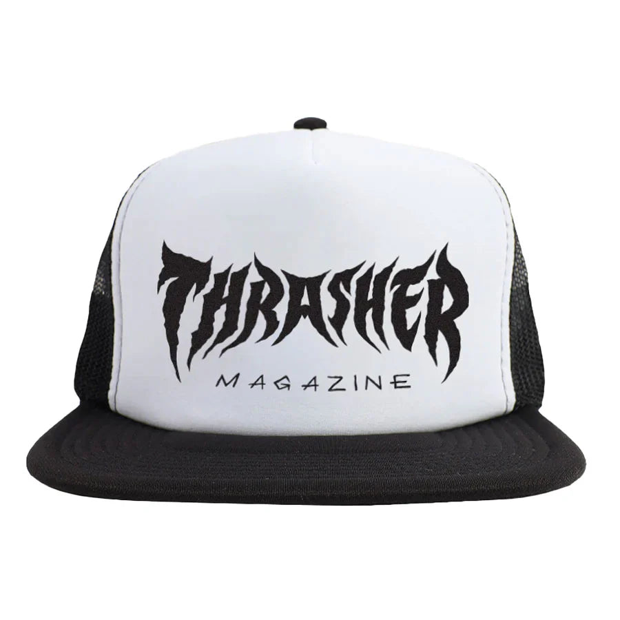 Thrasher Metal Trucker Hat - Black/White/Black