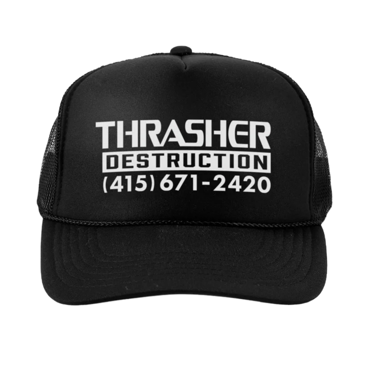 Thrasher Destruction Trucker Hat - Black/Black