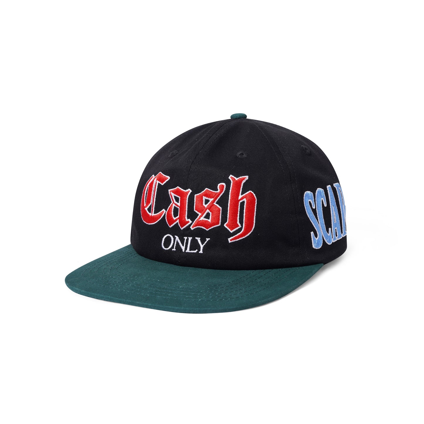 Cash Only Training 6 Panel Cap - Black/Forest Green