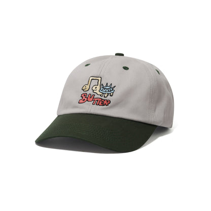 Butter Goods Turtle 6 Panel Cap - Light Grey/Seaweed