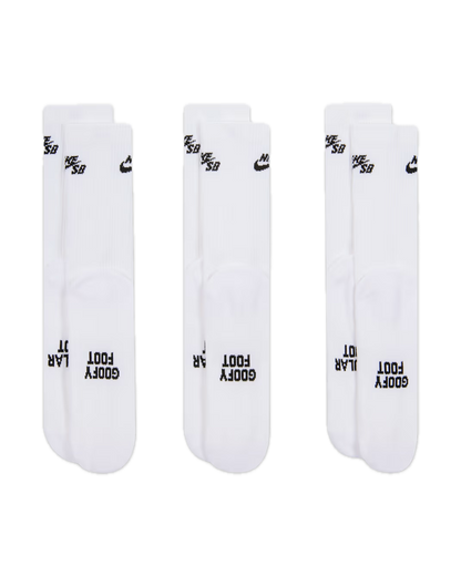 Nike SB Everyday Elevated Sock 3-Pack - White