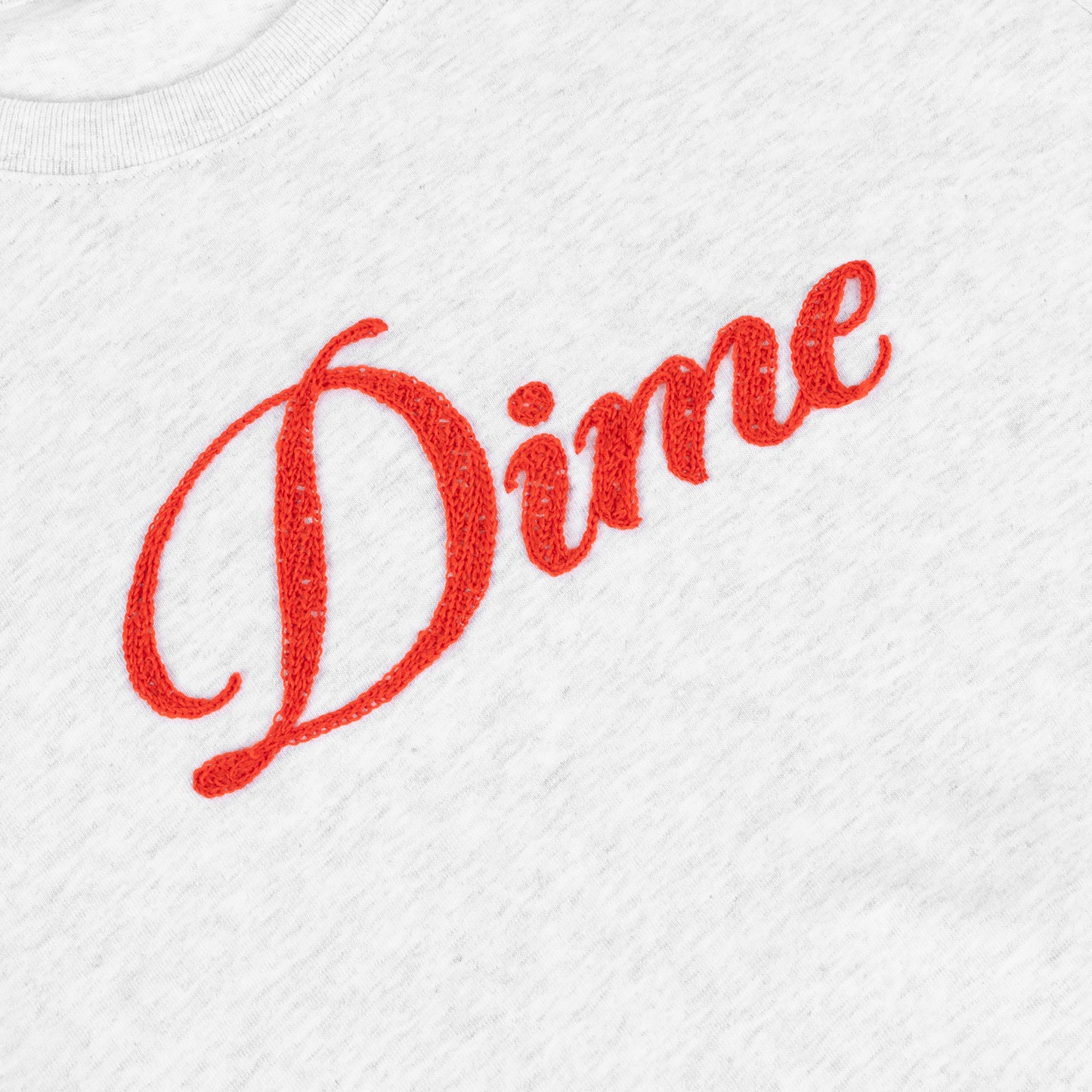 Dime Cursive Crochet Tee - Ash