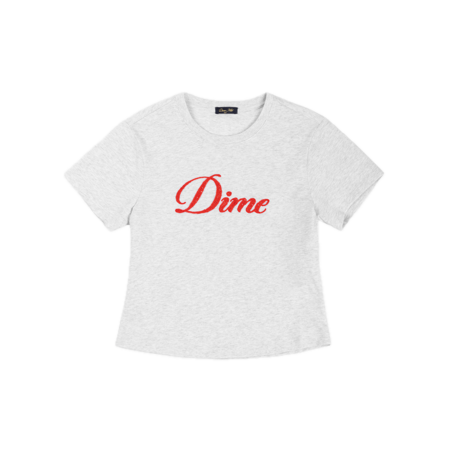 Dime Cursive Crochet Tee - Ash