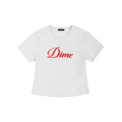 Dime Cursive Crochet Tee - Ash