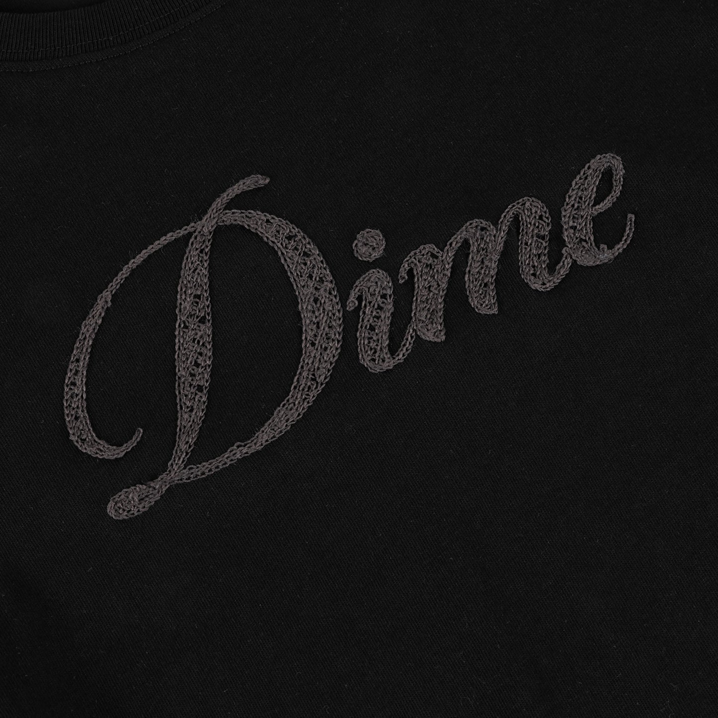 Dime Cursive Crochet Tee - Black