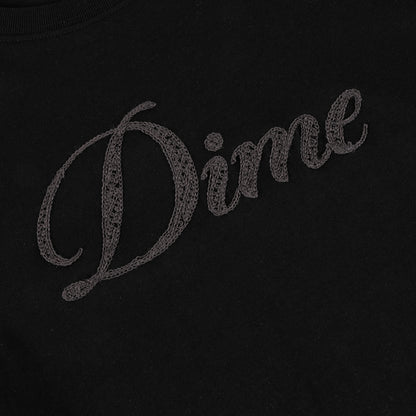 Dime Cursive Crochet Tee - Black
