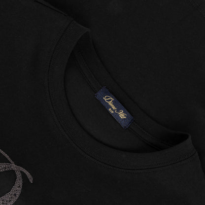 Dime Cursive Crochet Tee - Black