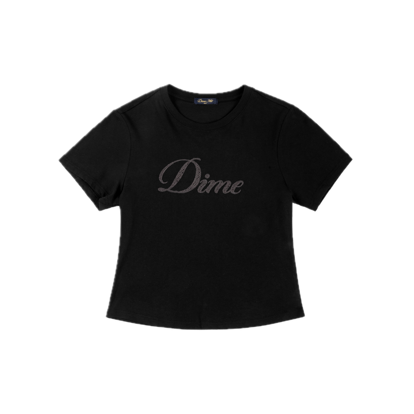 Dime Cursive Crochet Tee - Black