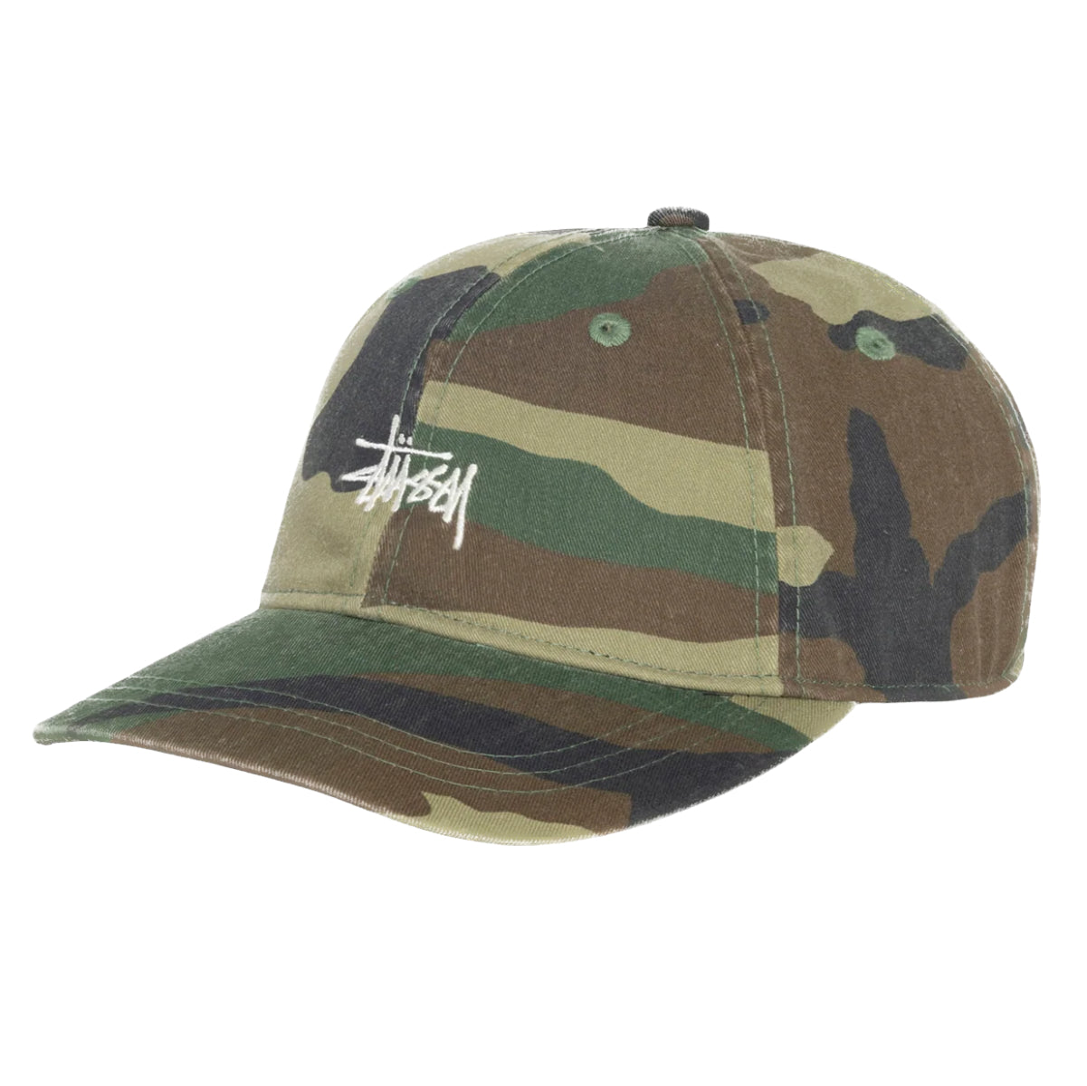Stussy Basic Washed Low Pro Cap - Woodland Camo