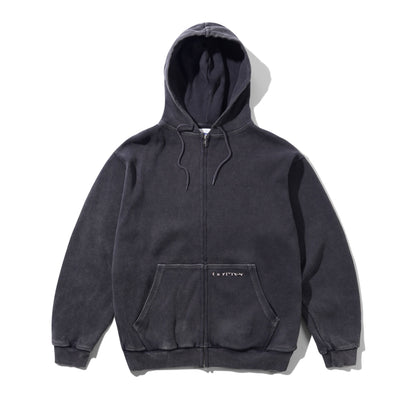 Butter Goods Waffle Zip-Thru Hoodie - Black Overdye