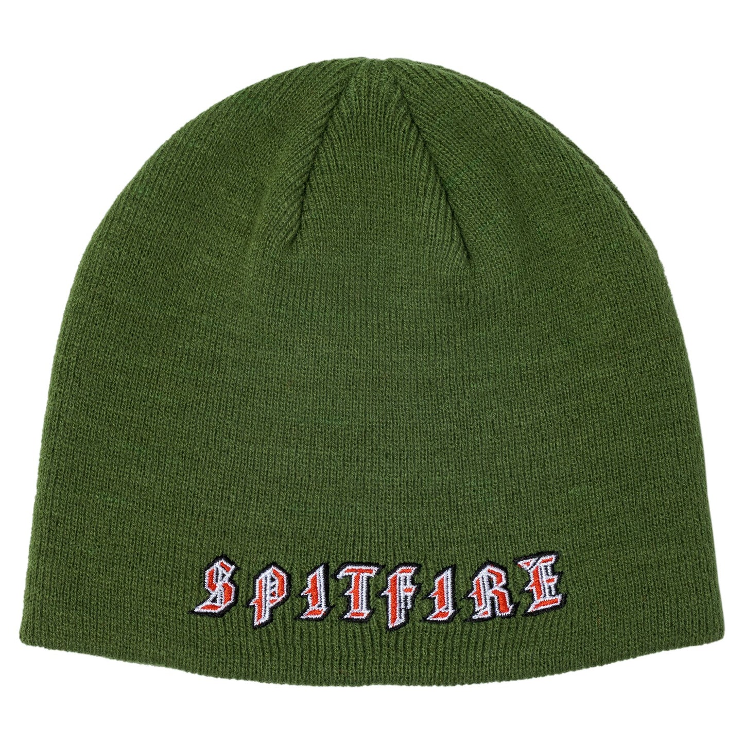 Spitfire Old E Skully Beanie - Olive/Red