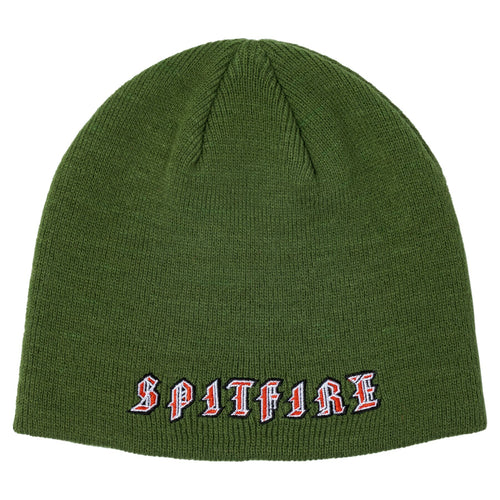 Spitfire Old E Skully Beanie - Olive/Red