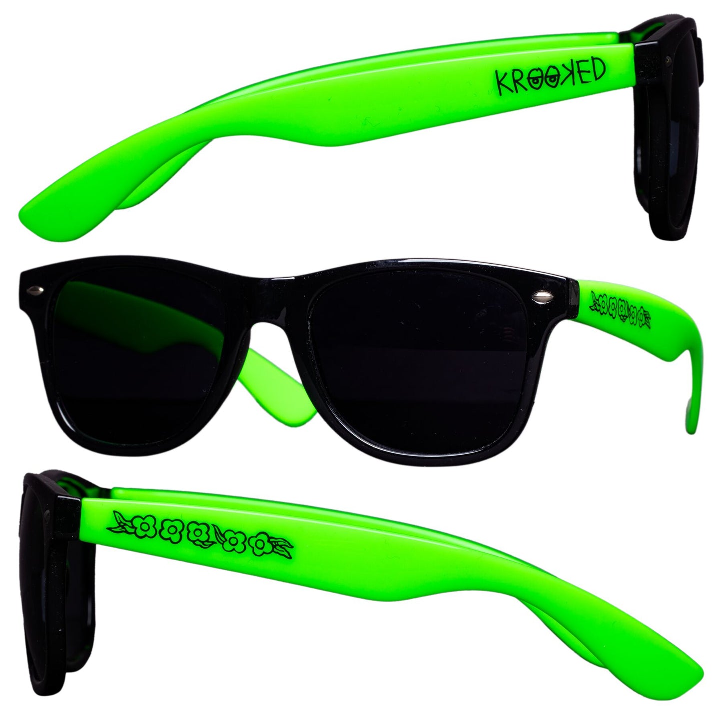 Krooked Flowers Sunglasses - Green/Black