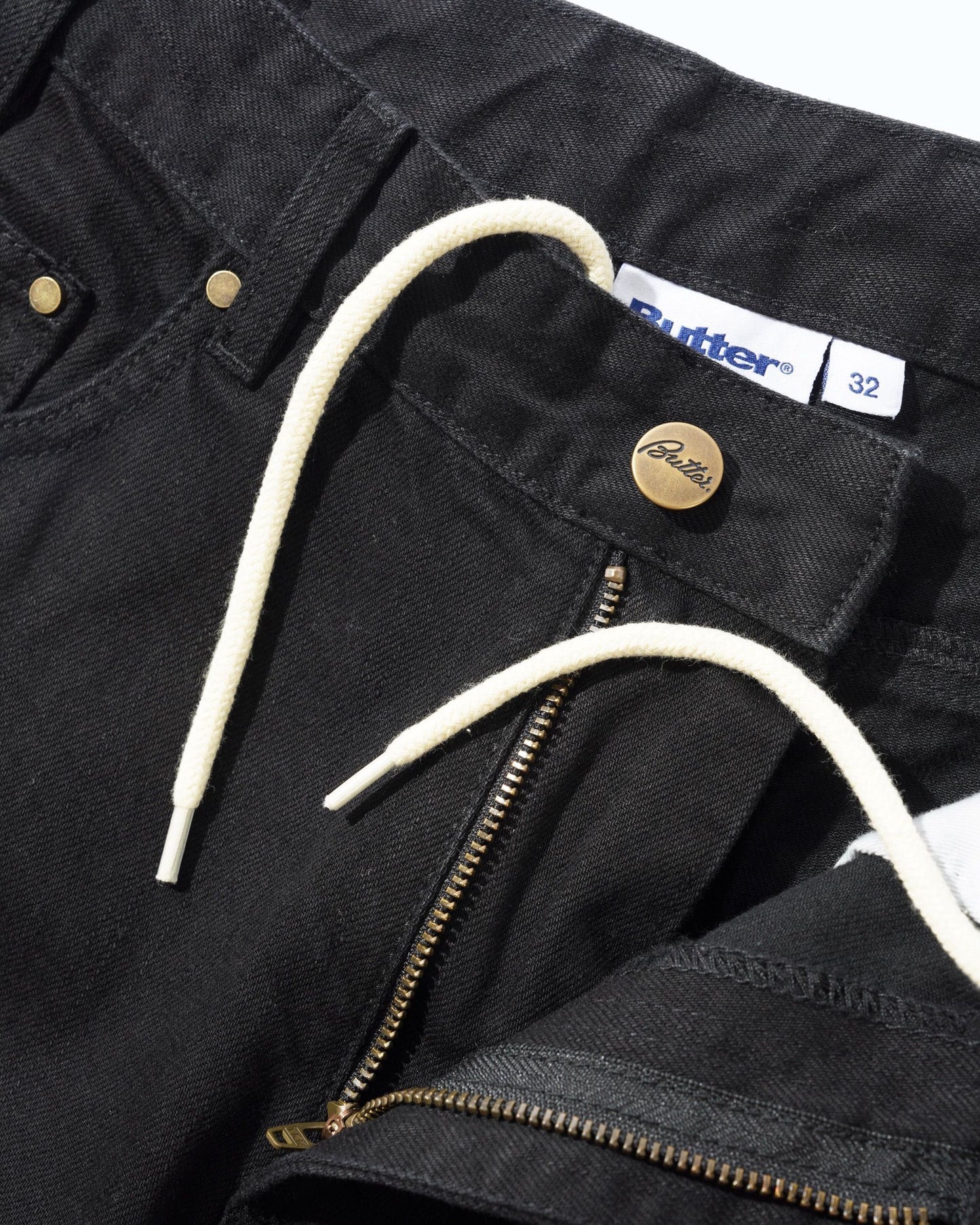 Butter Goods Wide Cut Denim Jeans - Flat Black Selvedge