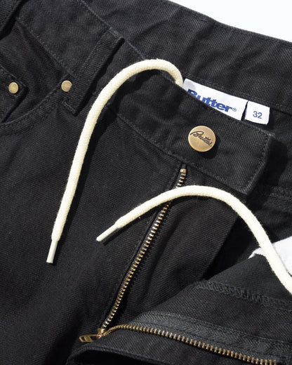 Butter Goods Wide Cut Denim Jeans - Flat Black Selvedge