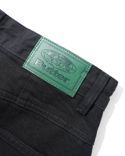 Butter Goods Wide Cut Denim Jeans - Flat Black Selvedge