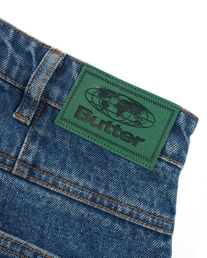 Butter Goods Wide Cut Denim Jeans - Mid Blue