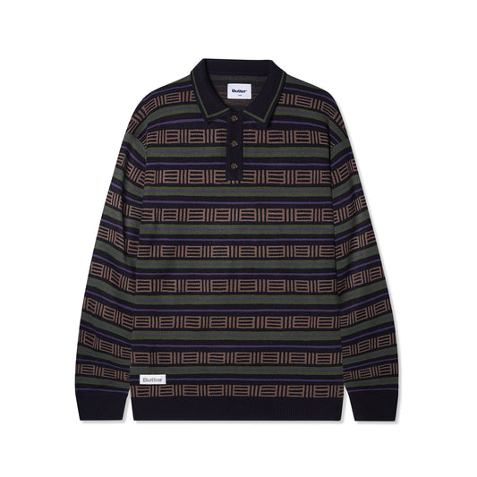 Butter Goods Windsor Knitted Sweater - Navy/Forest